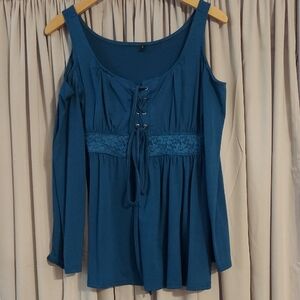 Venus Boho Cold-Shpulder Blouse - Deep Blue